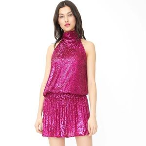 Generation Love Gigi Sequined Halter Cocktail Dress in Magenta